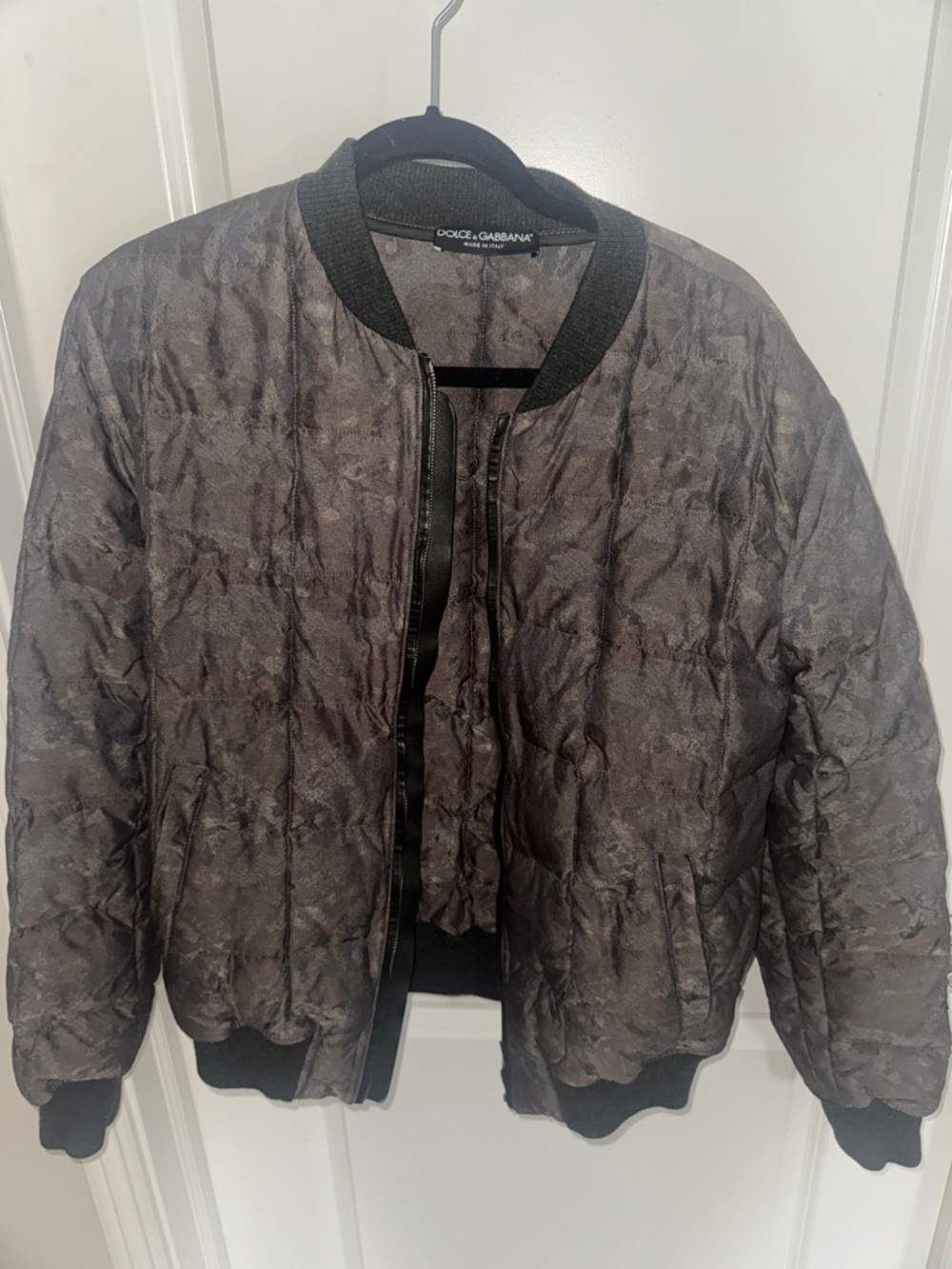 Dolce & Gabbana Quilted Bomber Jacket in Dark Gray